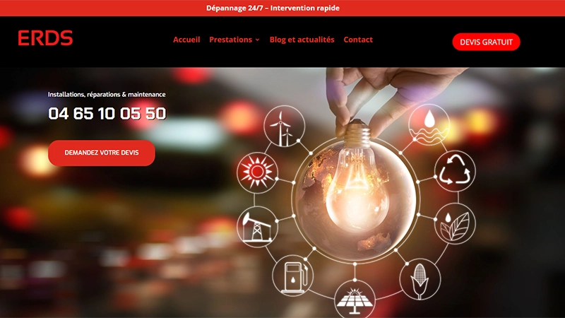 Création de site internet à Manosque - ERDS, électricien près de Manosque - Une création AES Communication Création de site internet à Manosque - ERDS, électricien près de Manosque - Une création AES Communication