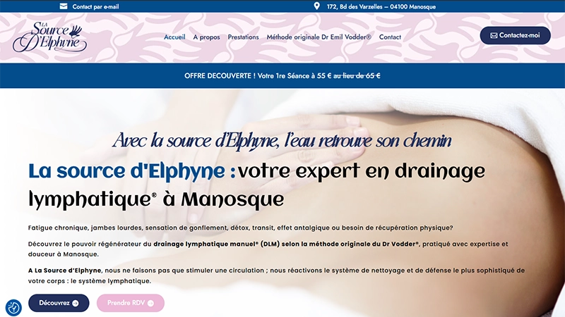 Création de site internet de la Source d'Elphyne - Une création AES Communication, agence web à Manosque Création de site internet de la Source d'Elphyne - Une création AES Communication, agence web à Manosque