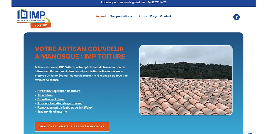 Site internet IMP Toiture à Forcalquier - Une création AES Communication
