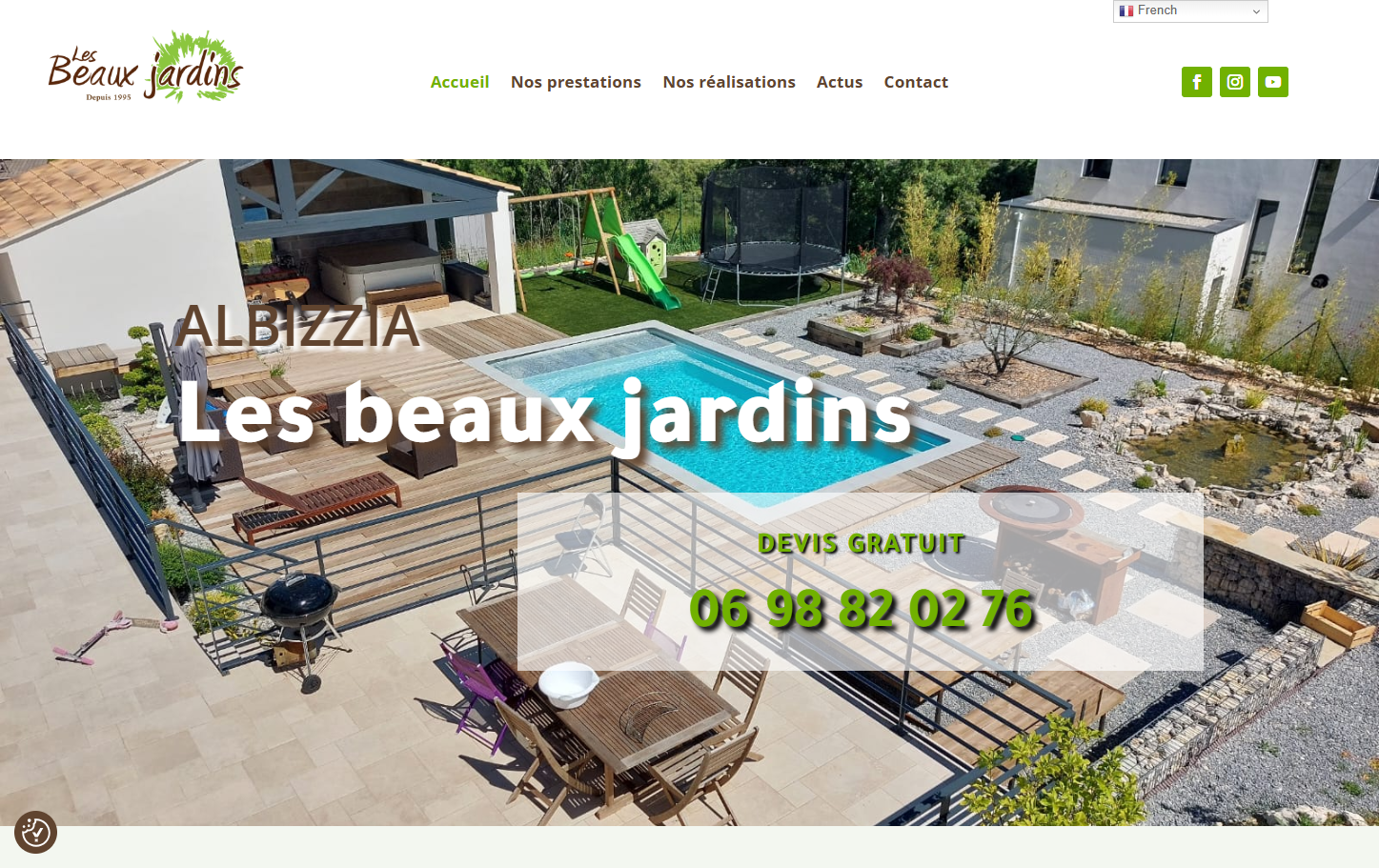 Refonte site internet d'Albizzia Les Beaux Jardins - Une création AES Communication Refonte site internet d'Albizzia Les Beaux Jardins - Une création AES Communication